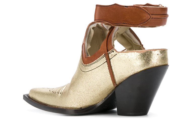 Shop (W) Maison Margiela But Kasut Kulit Buku Lali 'Gold Hollow Cowboy' S39WP0052SY1192961