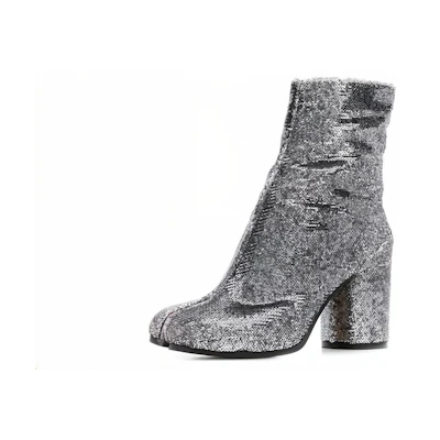 (W) Maison Margiela Leather Ankle Boot 'Silver'