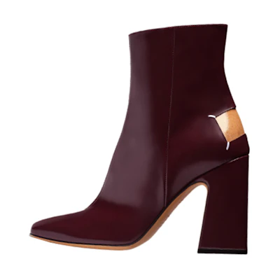 (W) Maison Margiela Leather Ankle Boots with Side Zip 'Burgundy'