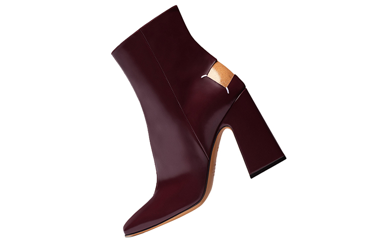 Order (W) Maison Margiela Leren Enkelboots met Zijrits ''Bordeauxrood'' S58WU0385PS679T5114