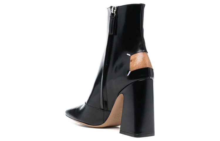 Shop (W) Maison Margiela Leren Enkelboots met Zijrits ''Zwart'' S58WU0385PS679T8013