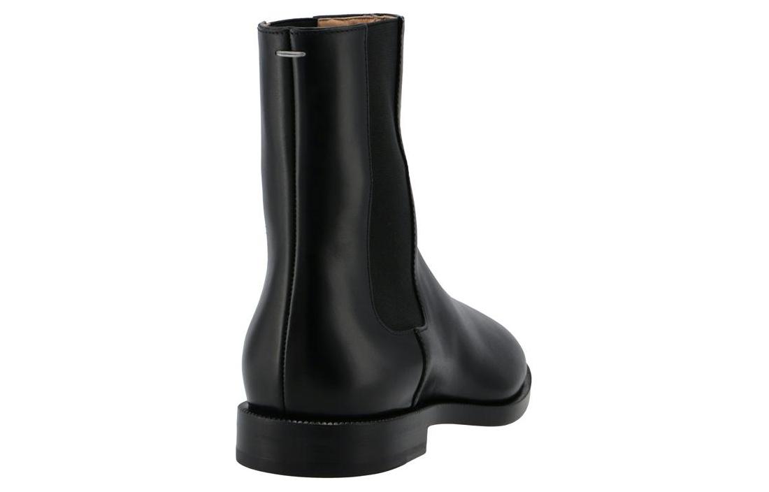 Shop (W) Bottes Noires en Cuir Maison Margiela à Bout Carré Mode Décontractée. S58WU0275P3292T8013