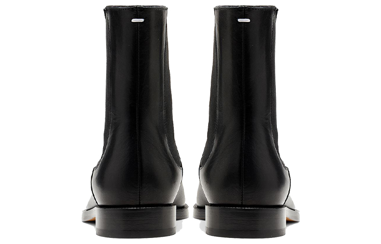 Purchase (W) Bottes Noires en Cuir Maison Margiela à Bout Carré Mode Décontractée. S58WU0275P3292T8013