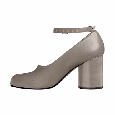 (W) Maison Margiela Leather Gray 'Fashion Buckle Chunky Heel'