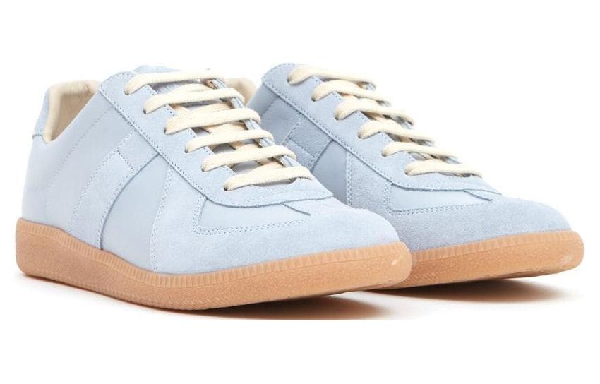 Order (W) Maison Margiela Sneaker Rendah Biru Kulit dengan Tali S58WS0109P1895