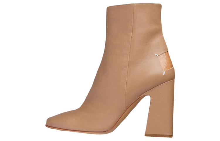 (Women) Maison Margiela Leather Side-Zip Square-Toe Ankle Boots 'Almond' S58WU0385P3753T2172