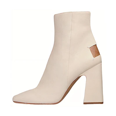 (W) Maison Margiela Leather Side-Zip Square-Toe Ankle Boot 'White'