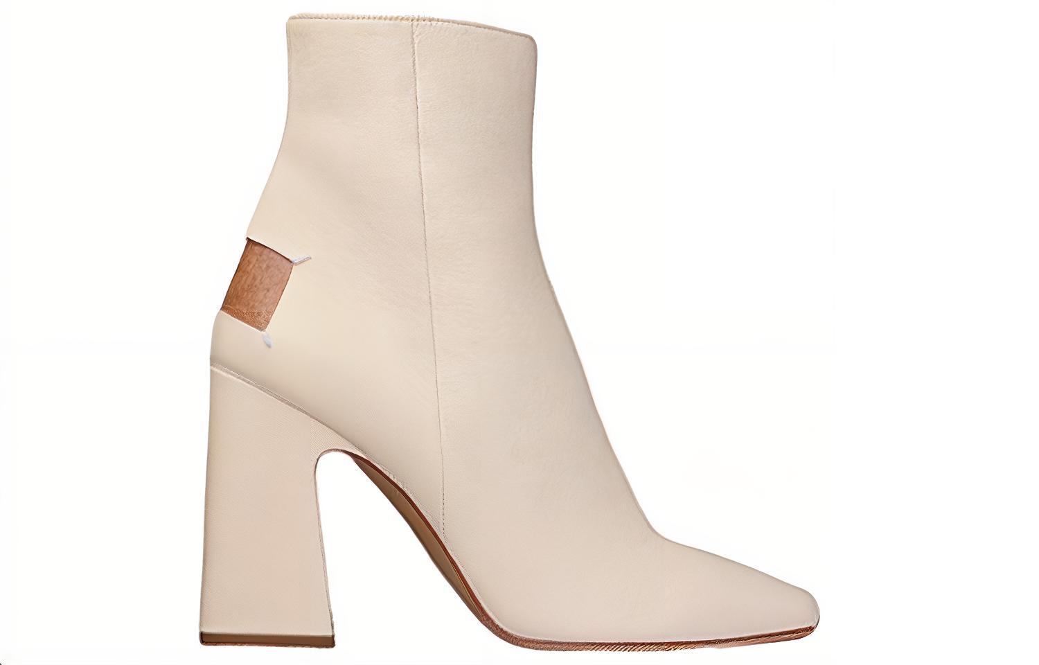 Order (W) Bottes Blanches à Talon Carré et Zip Côté en Cuir Maison Margiela S58WU0385P3753T1003