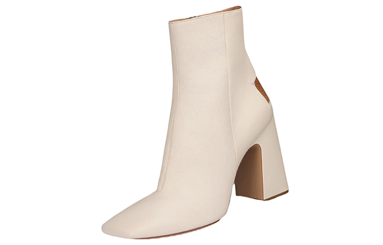 Shop (W) Bottes Blanches à Talon Carré et Zip Côté en Cuir Maison Margiela S58WU0385P3753T1003