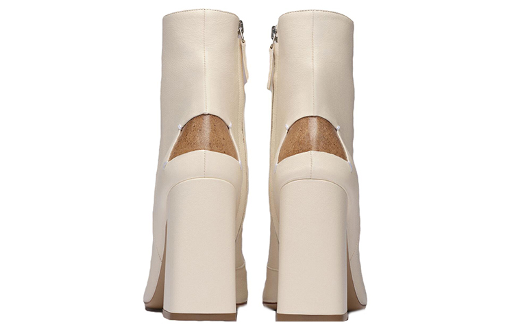 Purchase (W) Bottes Blanches à Talon Carré et Zip Côté en Cuir Maison Margiela S58WU0385P3753T1003