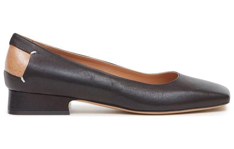 (W) Maison Margiela Leather Square-Toe Flats 'Black' 圖 2