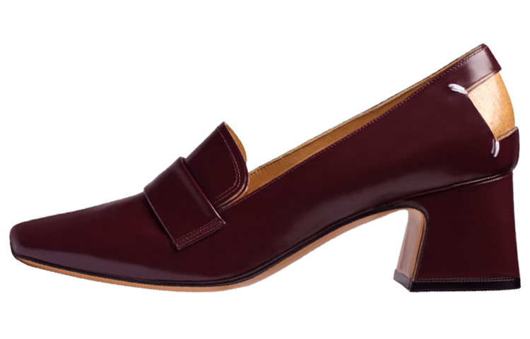 (Women) Maison Margiela Leather Square-Toe Slip-On High Heels 'Burgundy' S58WR0105PS679T5114