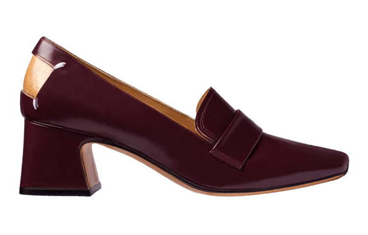 (W) Maison Margiela Leather Square-Toe Slip-On High Heels 'Burgundy' 圖 2