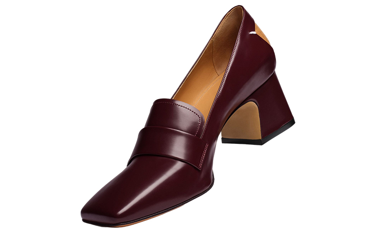 Shop (W) Maison Margiela Talons Hauts Carrés en Cuir Slip-On ''Bordeaux'' S58WR0105PS679T5114