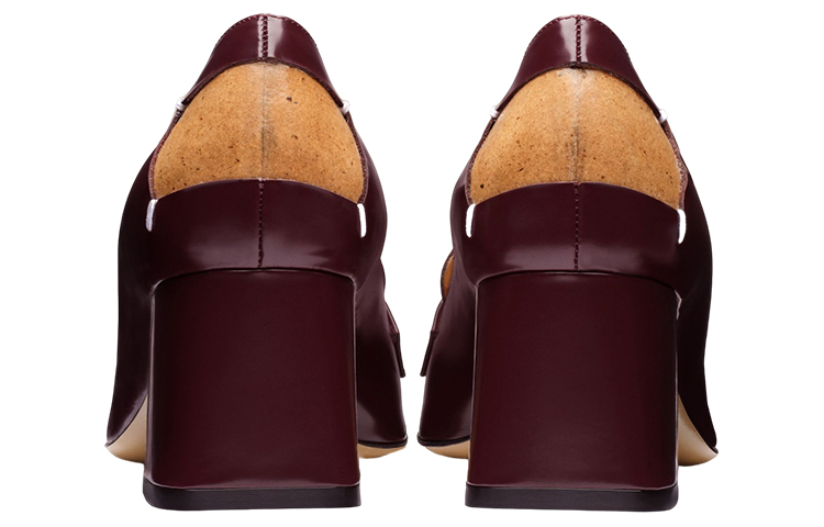 (W) Maison Margiela Leather Square-Toe Slip-On High Heels 'Burgundy' 圖 5