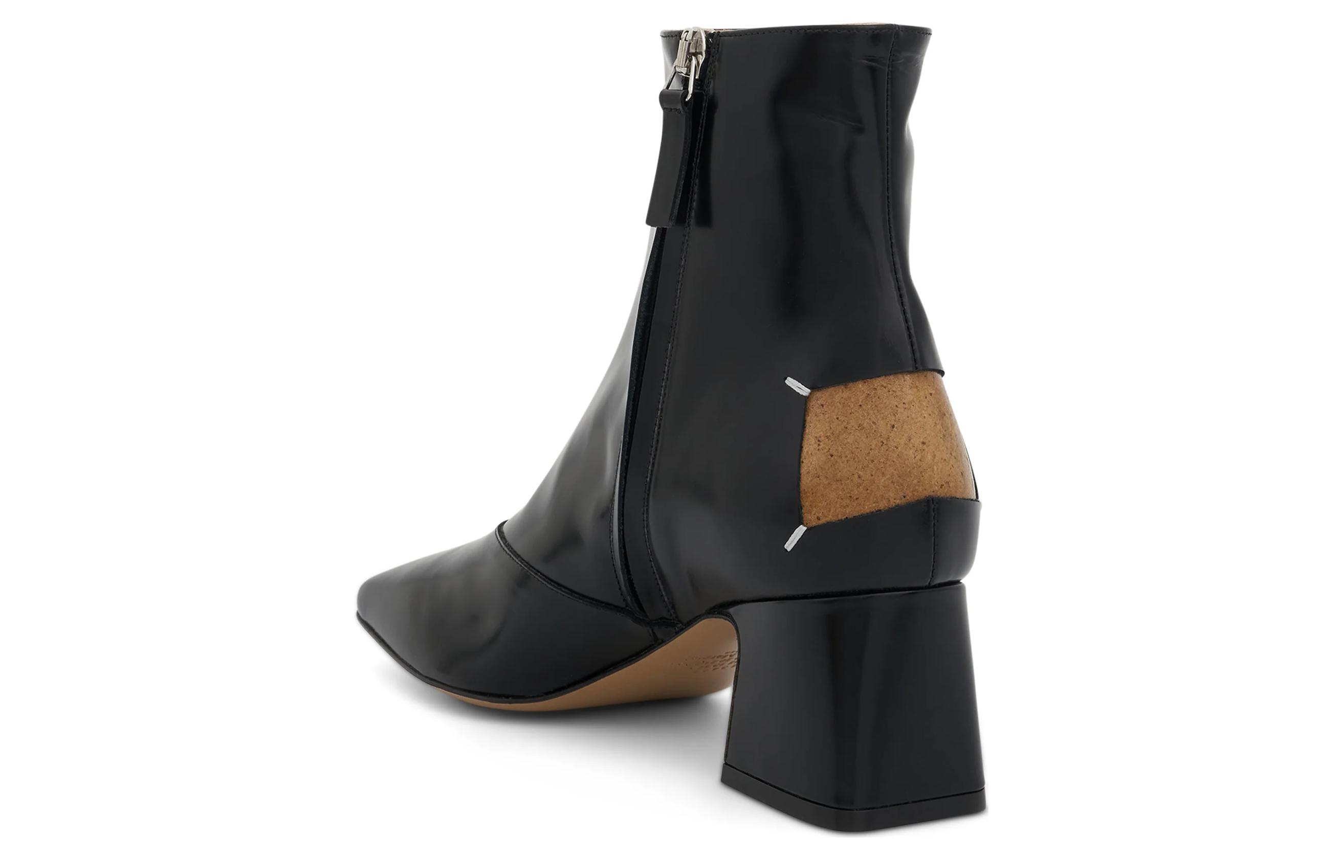 Lookbook (W) Maison Margiela Leder Stiefeletten Quadrat-Zehe Reißverschluss 6cm ''Schwarz'' S58WU0393PS679T8013