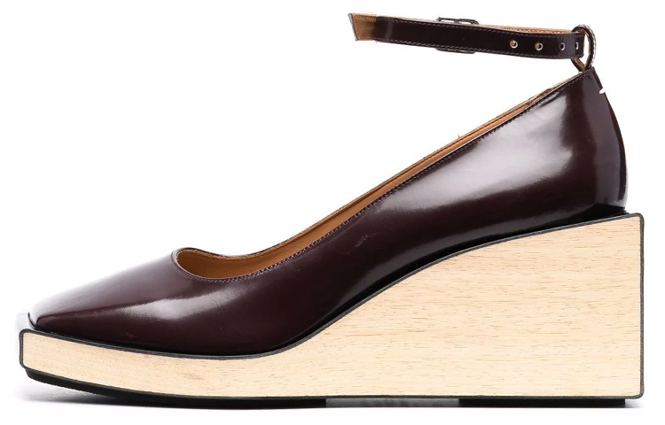(Women) Maison Margiela Leather Square Toe Block Heel 'Brown' S58WL0224PS679T5114