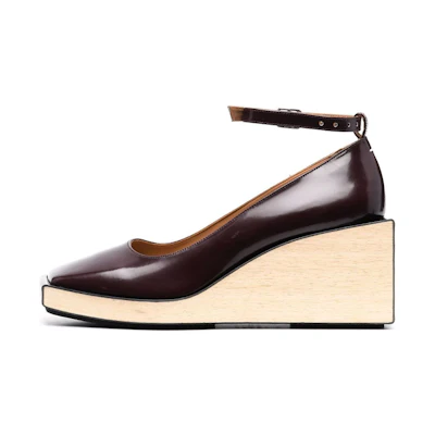 (W) Maison Margiela Leather Square Toe Block Heel 'Brown'