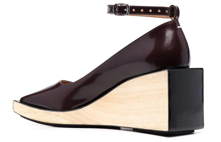 Shop (Women) Maison Margiela Leather Square Toe Block Heel 'Brown' S58WL0224PS679T5114