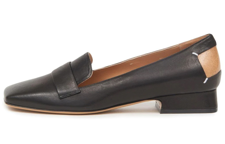 (W) Maison Margiela Leather Square Toe Slip-On Loafers 'Black'