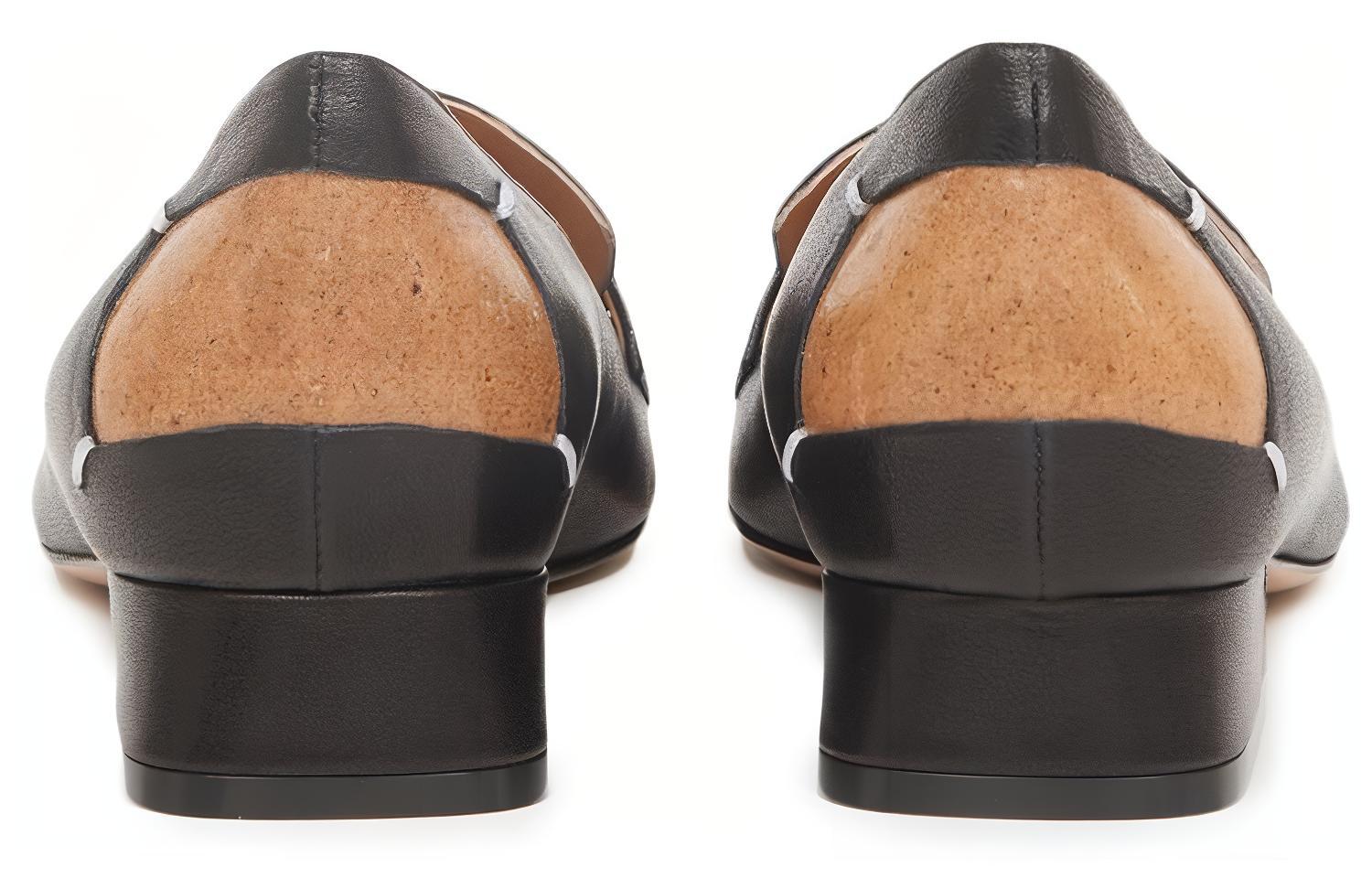 (W) Maison Margiela Leather Square Toe Slip-On Loafers 'Black' 圖 4