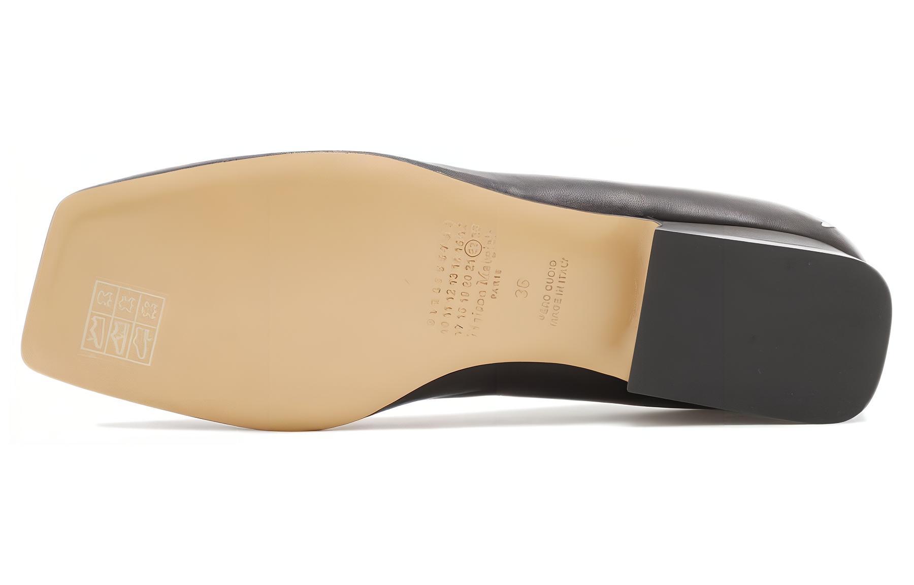 (W) Maison Margiela Leather Square Toe Slip-On Loafers 'Black' 圖 5