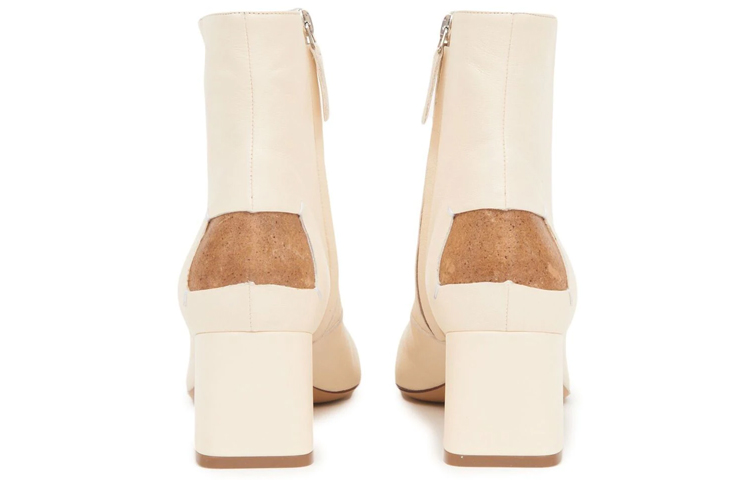 Shop (W) Maison Margiela 白色方头厚跟拉链短靴 S58WU0393P3753T1003