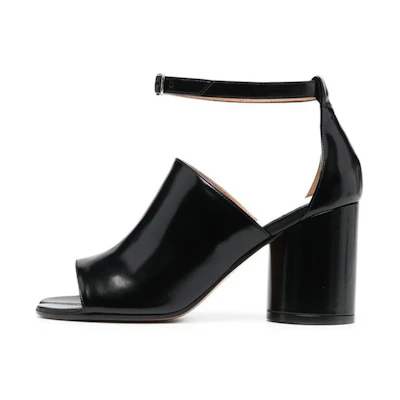 (W) Maison Margiela Leather Tabi Heels 'Black Buckle'