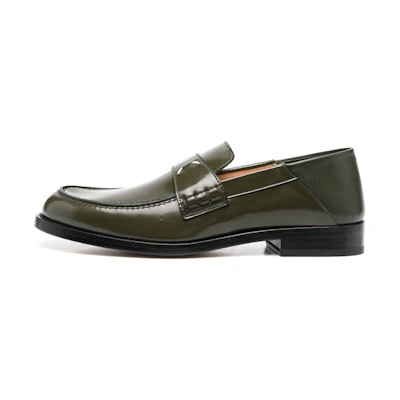 (W) Maison Margiela Leather Tabi Loafer 'Green Stitches'