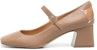 (W) Maison Margiela Kulit Tabi Mary Jane Tumit 6cm 'Coklat' S58WL0243P3753T2172