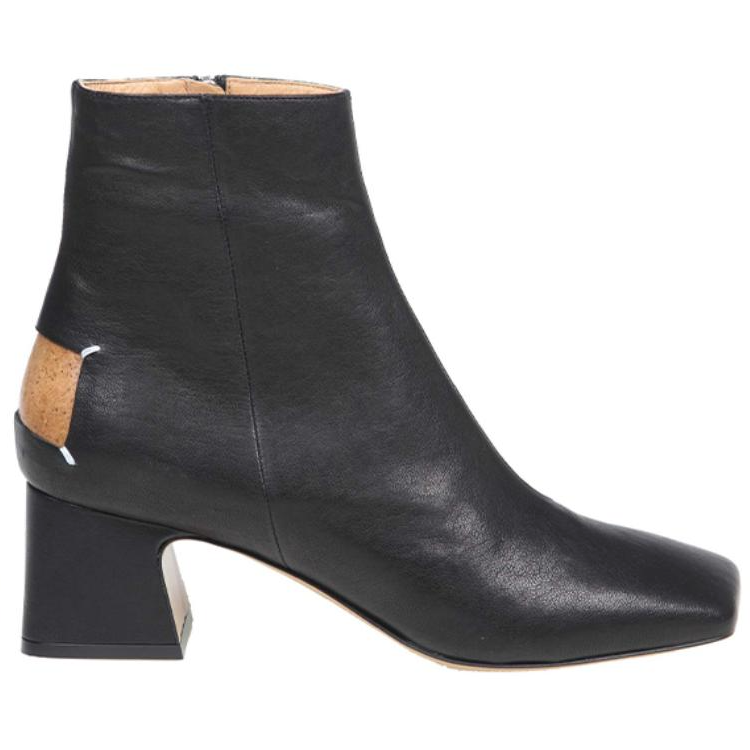 Order (W) Bottes à talons blocs zippées en cuir noir Maison Margiela S58WU0393P3753T8013