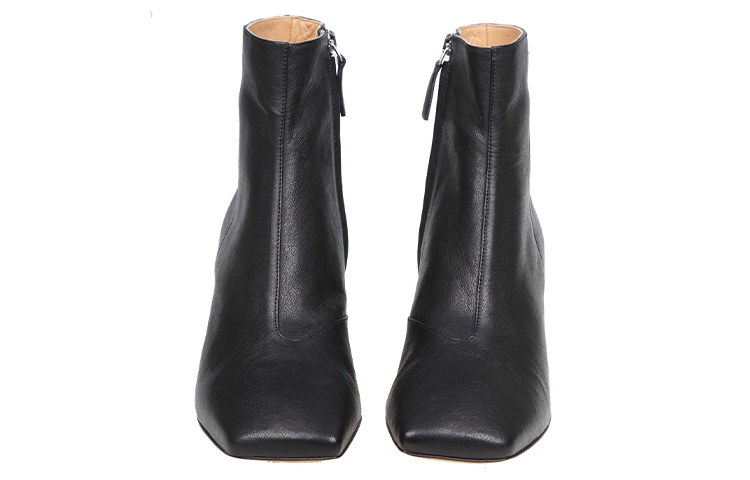 Shop (W) Bottes à talons blocs zippées en cuir noir Maison Margiela S58WU0393P3753T8013