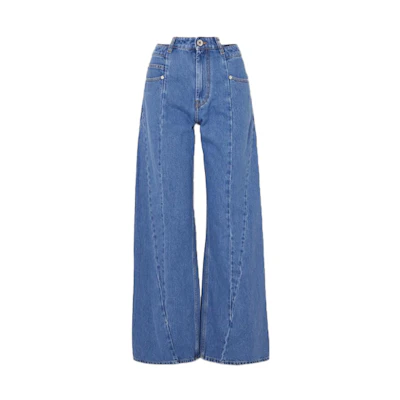 (Women) Maison Margiela Patchwork High-Waisted Wide-Leg Jeans Denim Blue S51LA0065S30513