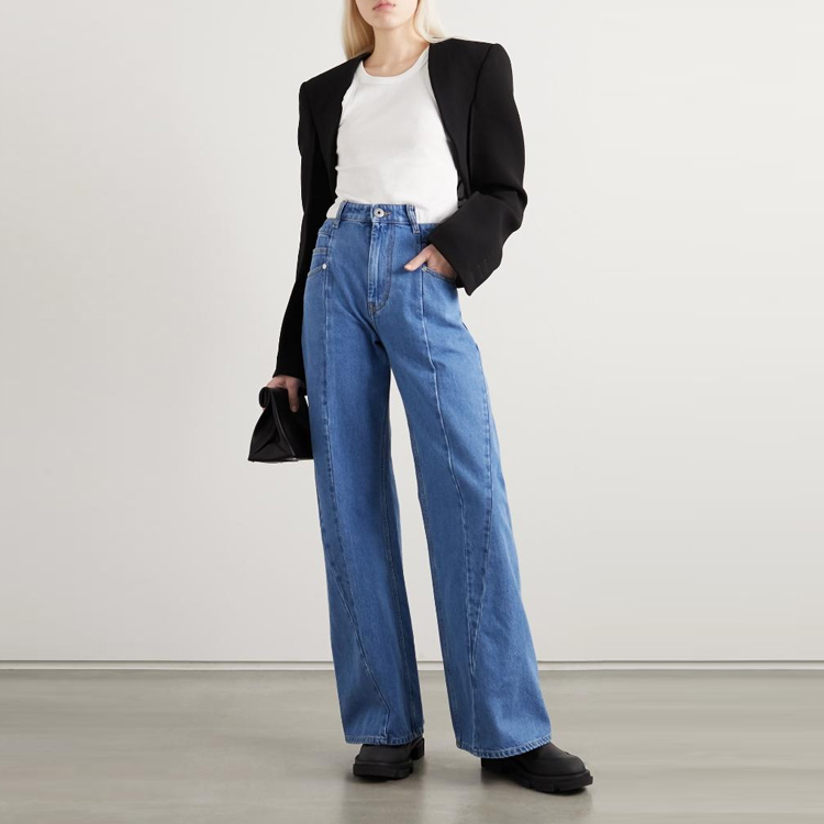 Lookbook (W) 메종 마르지엘라 패치워크 하이웨이스트 와이드 데님 청바지 블루 S51LA0065S30513