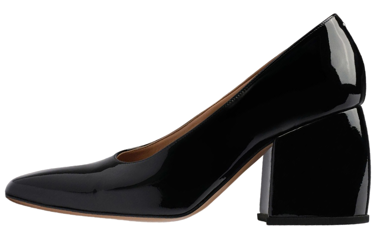 Buy (W) Maison Margiela Tumit Tinggi Kulit Lak Biru Hitam Toe-Petak S58WL0240P4347T8013