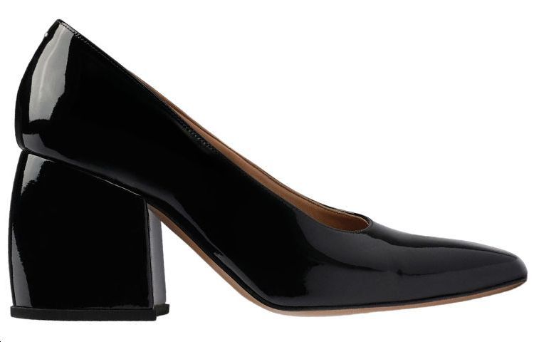 Order (W) Maison Margiela Tumit Tinggi Kulit Lak Biru Hitam Toe-Petak S58WL0240P4347T8013