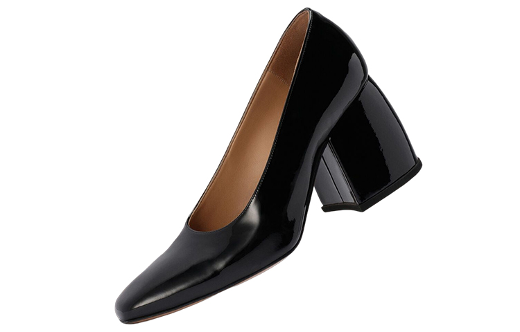 Lookbook (W) Maison Margiela Tumit Tinggi Kulit Lak Biru Hitam Toe-Petak S58WL0240P4347T8013