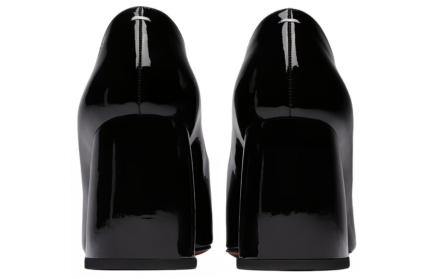 Shop (W) Maison Margiela Tumit Tinggi Kulit Lak Biru Hitam Toe-Petak S58WL0240P4347T8013