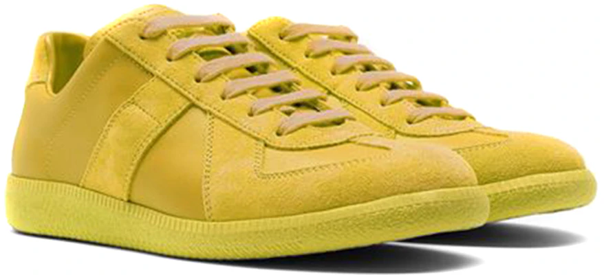 Maison Margiela 梅森馬吉拉 Replica 絨面 麂皮 拼接德訓 運動鞋 女款 亮黃色 Lookbook Maison Margiela 梅森馬吉拉 Replica 絨面 麂皮 拼接德訓 運動鞋 女款 亮黃色