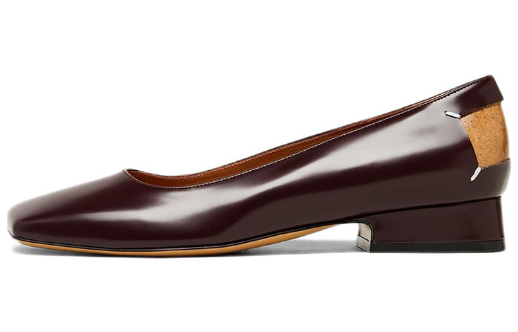 (W) Maison Margiela Replica 'Deep Brown Leather Ballet Flat Mule'