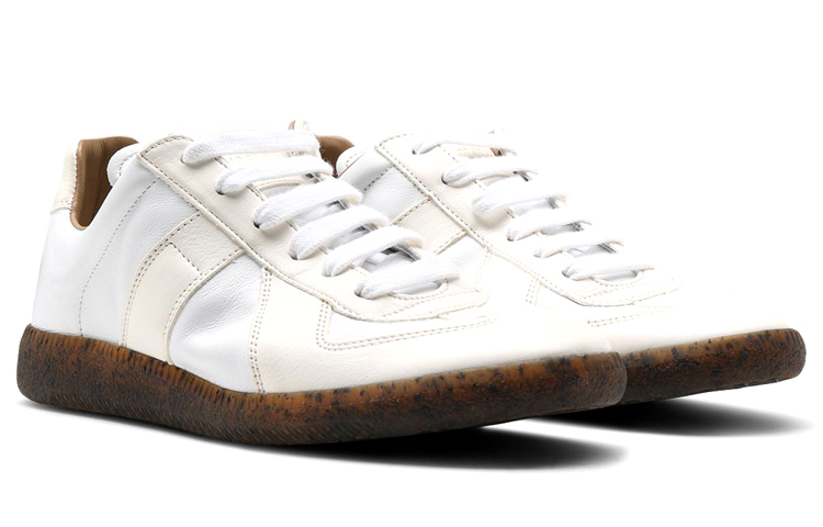 Lookbook Maison Margiela 皮革拼接耐磨透氣 復刻低幫運動鞋 女款 象牙色