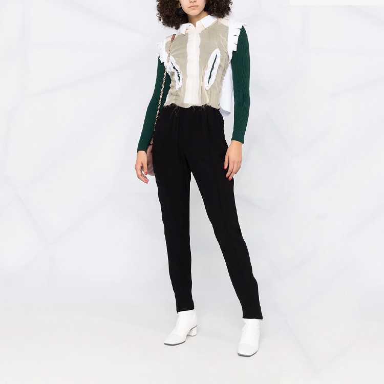 Lookbook (W) 메종 마르지엘라 SS21 블랙 엘라스틱 웨이스트 테이퍼드 캐주얼 팬츠 S51KA0528S53677-900