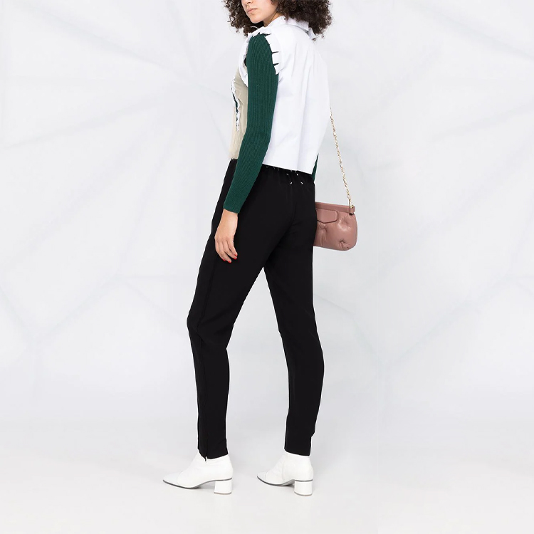 Shop (W) 메종 마르지엘라 SS21 블랙 엘라스틱 웨이스트 테이퍼드 캐주얼 팬츠 S51KA0528S53677-900