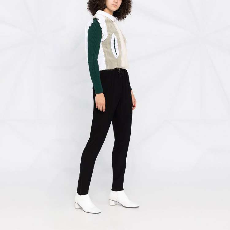 Purchase (W) 메종 마르지엘라 SS21 블랙 엘라스틱 웨이스트 테이퍼드 캐주얼 팬츠 S51KA0528S53677-900