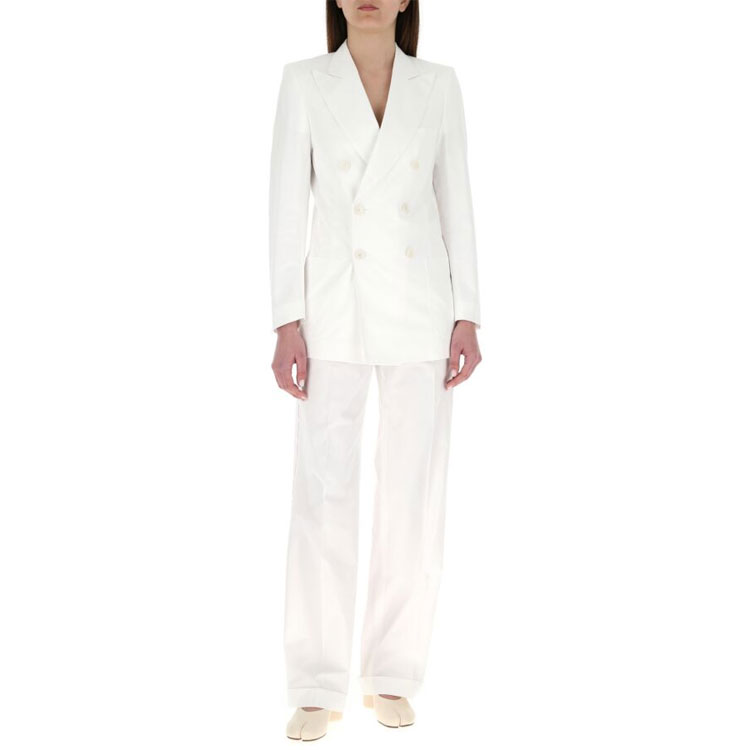 Shop (W) Celana Panjang Putih Maison Margiela SS21 Kasual Warna Solid S51KA0535S53687102