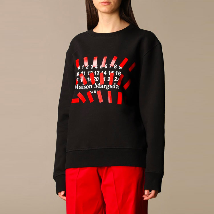 Details for (W) 메종 마르지엘라 SS21 로고 프린트 코튼 스웨트셔츠 여성 블랙 S29GU0081S25503900