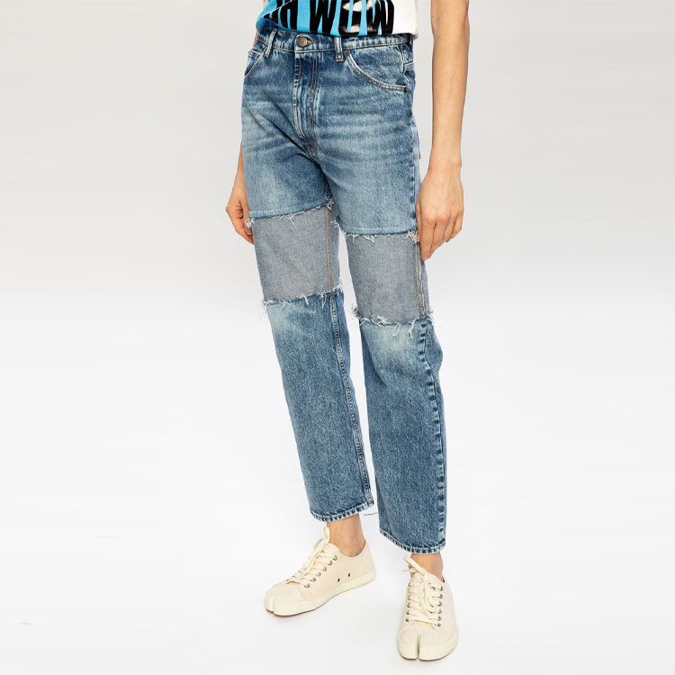 Lookbook (W) Maison Margiela SS21 Jeans Mujer Rectos Color-Block Azul Claro. S51LA0138S30744961