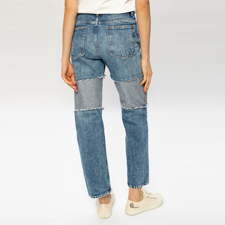 Shop (W) Maison Margiela SS21 Jeans Mujer Rectos Color-Block Azul Claro. S51LA0138S30744961