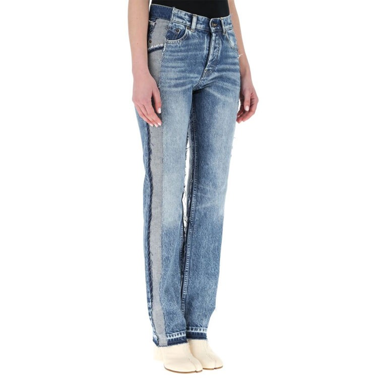 Shop (W) Maison Margiela SS21 Vaqueros Denim Azul con Flecos Lavados S51LA0137S30744961