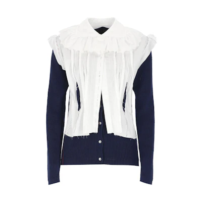 (Women) Maison Margiela SS22 Blue Wool Knit Cardigan Jacket S51HA1184S17981470F